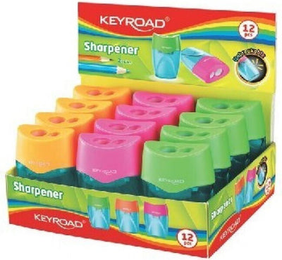 Ξύστρα Keyroad Διπλή Neon με Δοχείο