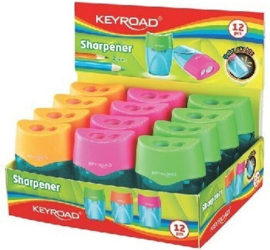 Ξύστρα Keyroad Διπλή Neon με Δοχείο
